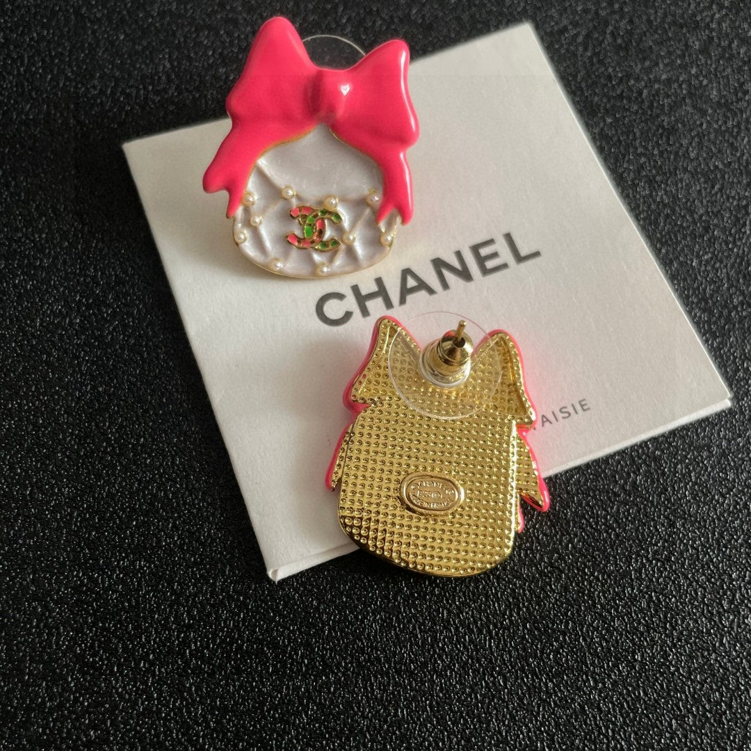 Chanel Interlocking C Bow Butterfly Stud Earrings - album image 7