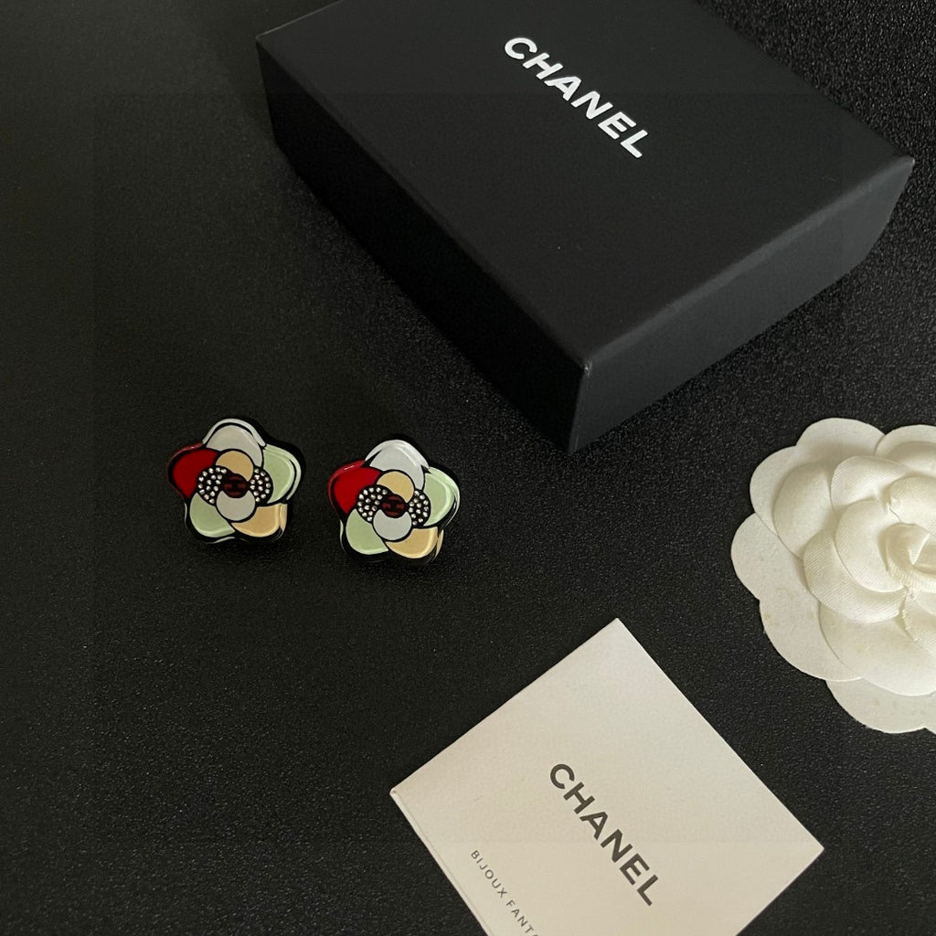 Chanel Interlocking C Camellia Stud Earrings - album image 5