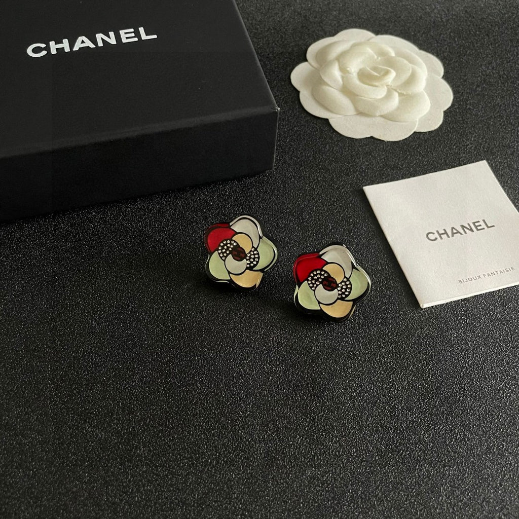 Chanel Interlocking C Camellia Stud Earrings - album image 6