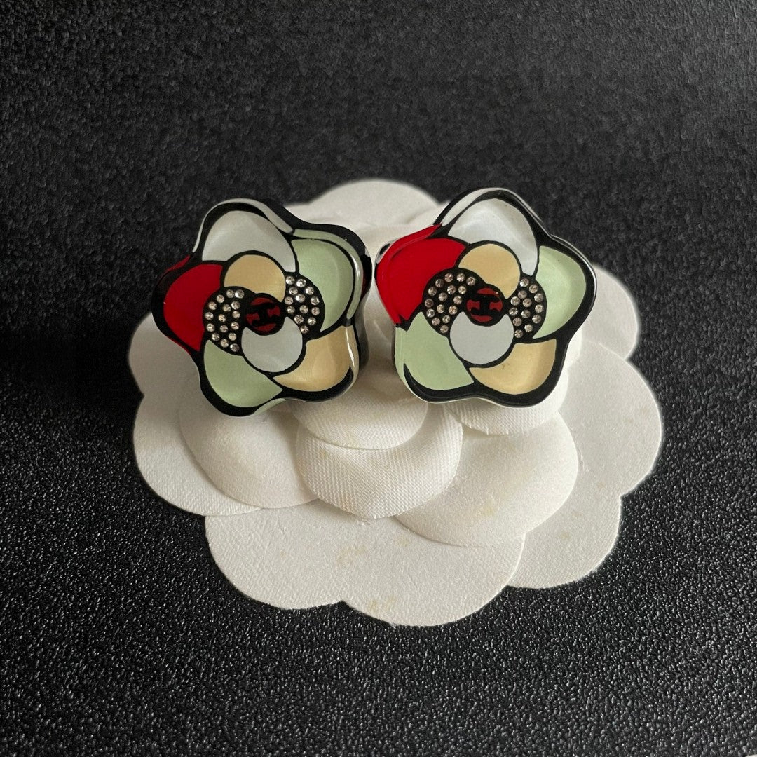Chanel Interlocking C Camellia Stud Earrings - album image 8