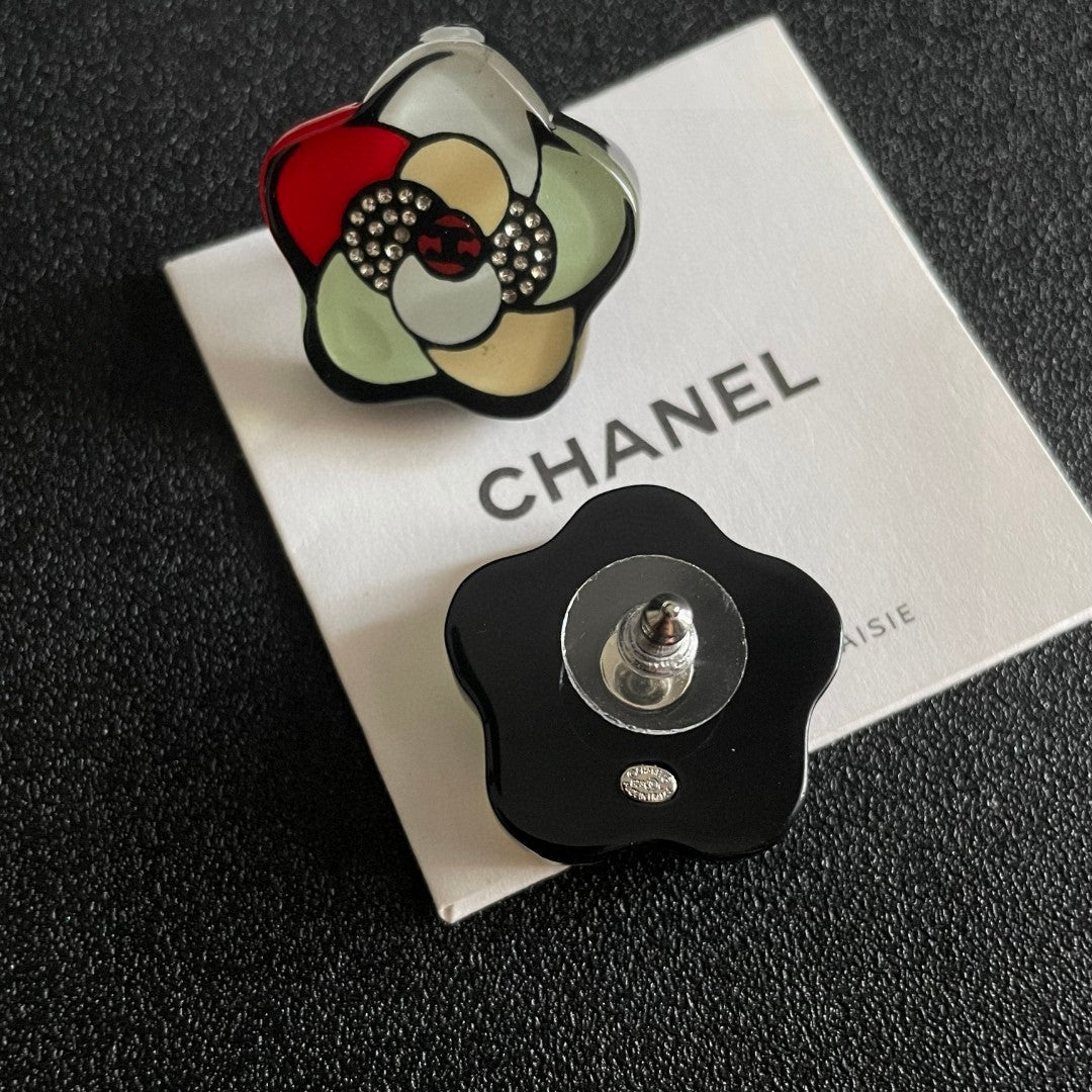 Chanel Interlocking C Camellia Stud Earrings - album image 7