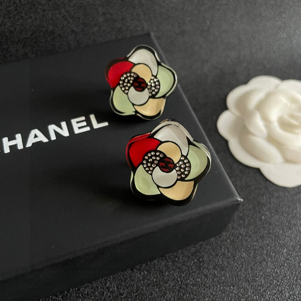 Chanel Interlocking C Camellia Stud Earrings - album image 9