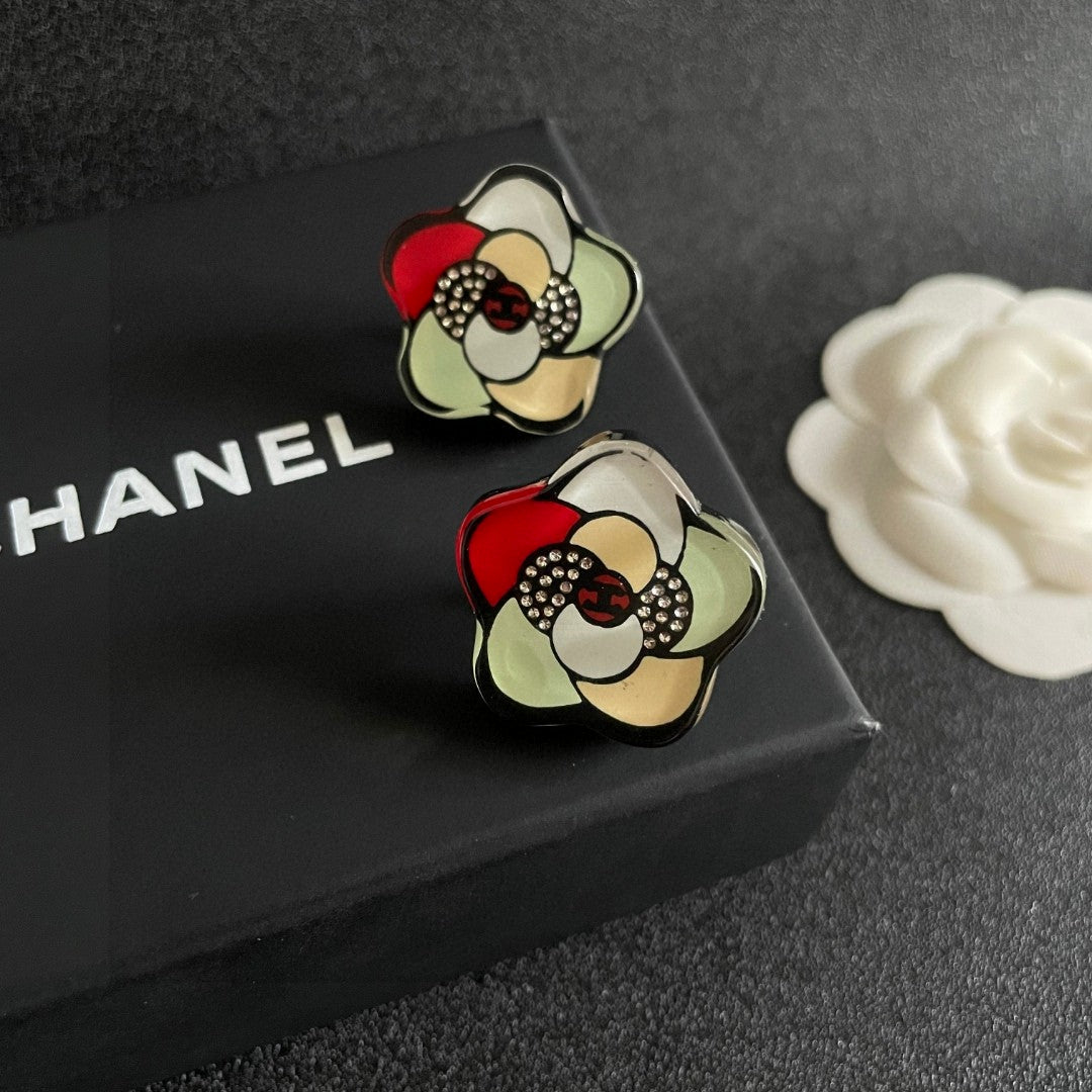 Chanel Interlocking C Camellia Stud Earrings - album image 9