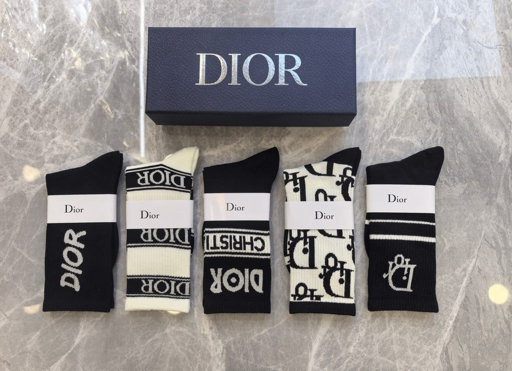 Dior graphic lettering mix crew socks - view 1