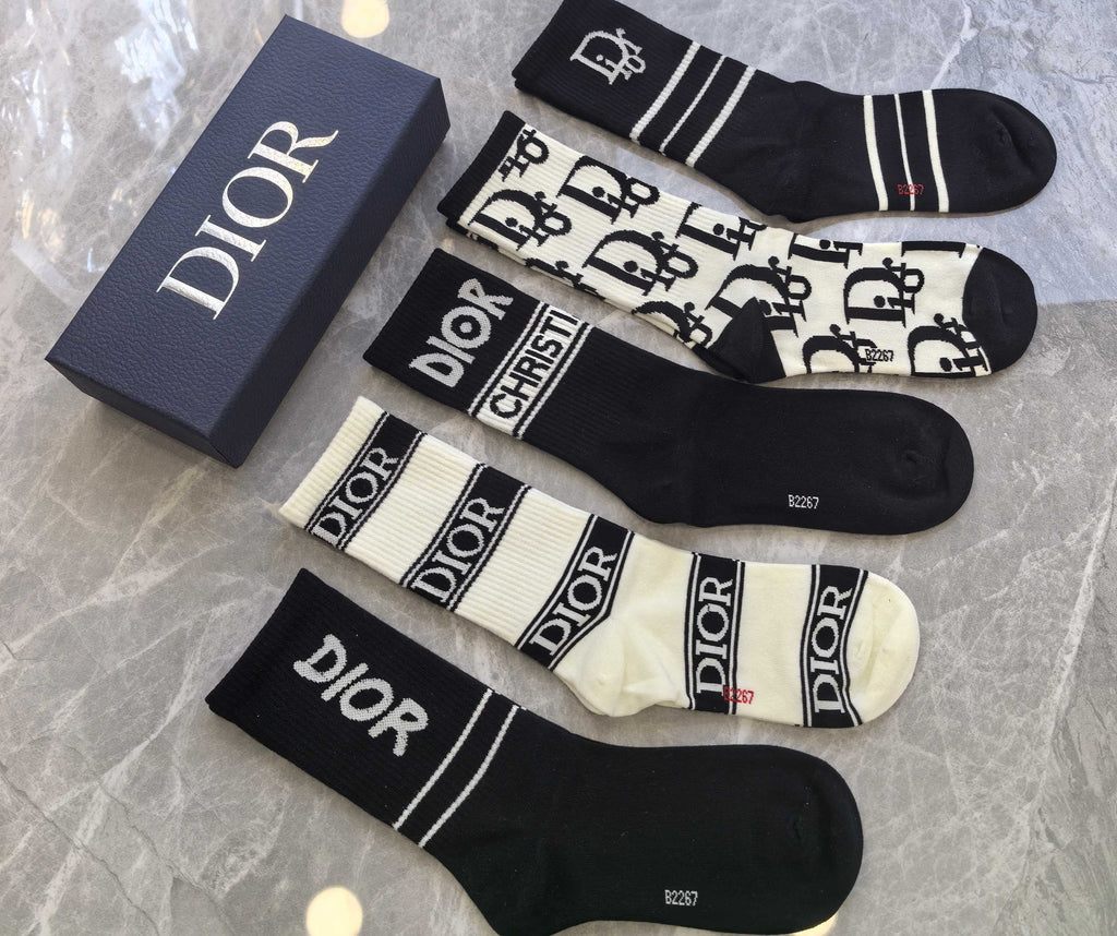 Dior graphic lettering mix crew socks - view 5