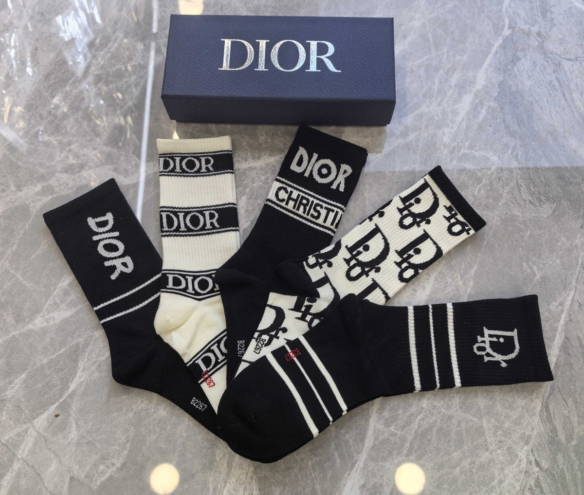 Dior graphic lettering mix crew socks - view 6