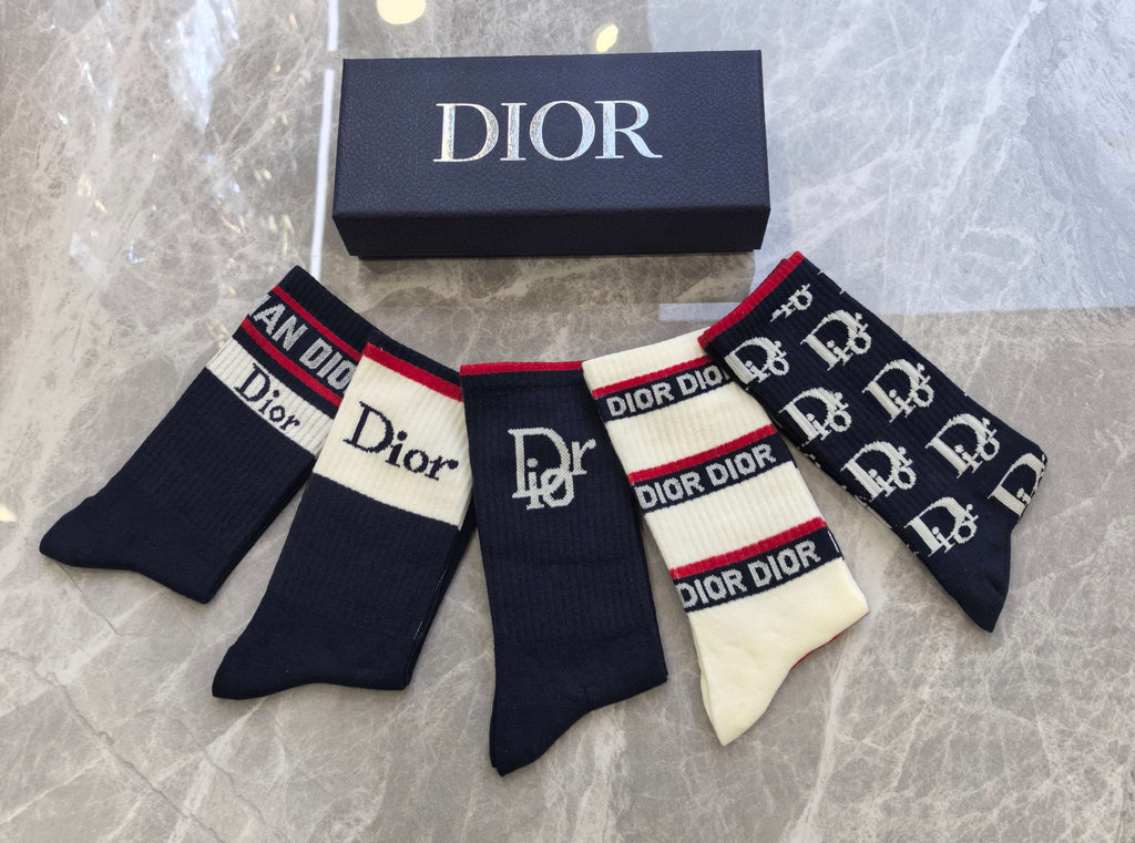 Dior lettered stripe mix crew socks - view 2