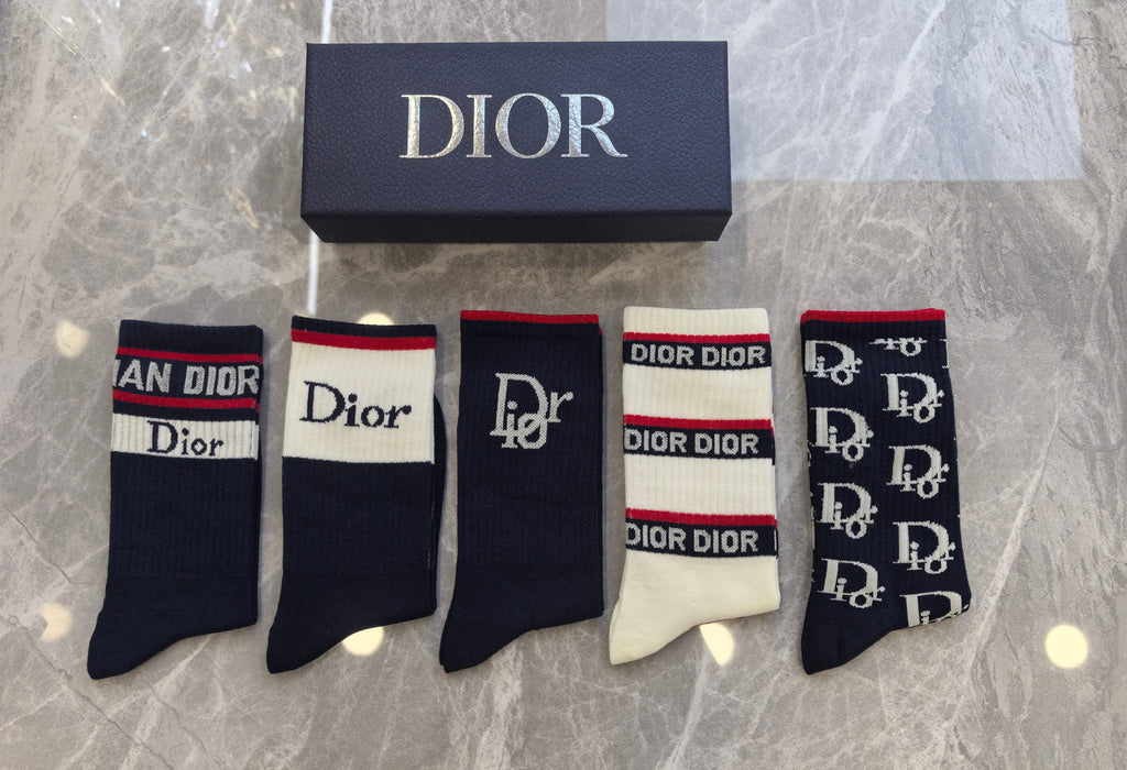 Dior lettered stripe mix crew socks - view 1