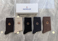 Moncler ribbed earth tone emblem crew socks - view 1
