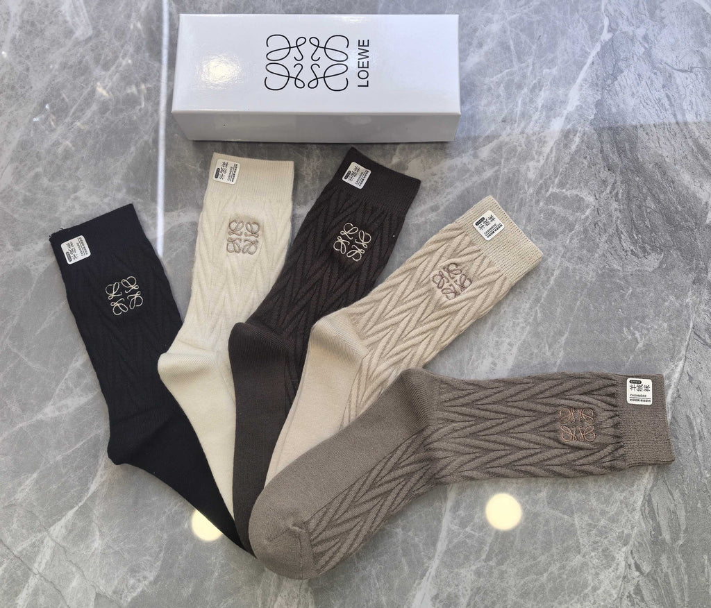 Loewe cable knit anagram crew socks - view 4