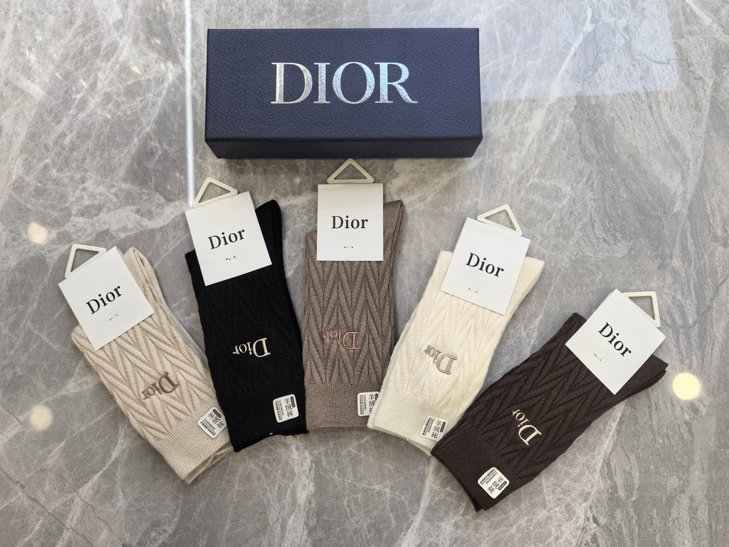 Dior textured neutral motifs crew socks - view 2