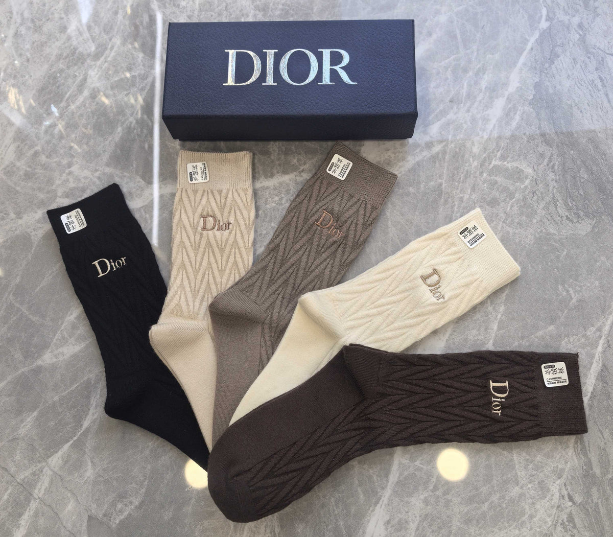 Dior textured neutral motifs crew socks - view 5