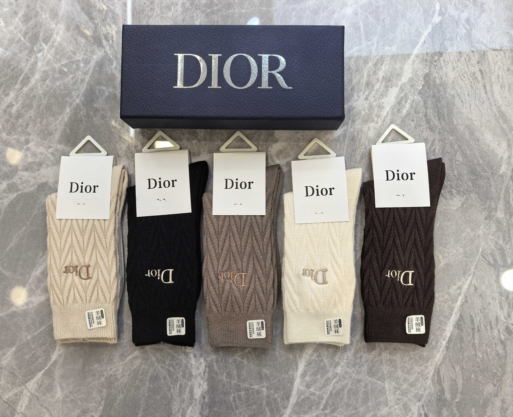 Dior textured neutral motifs crew socks - view 1