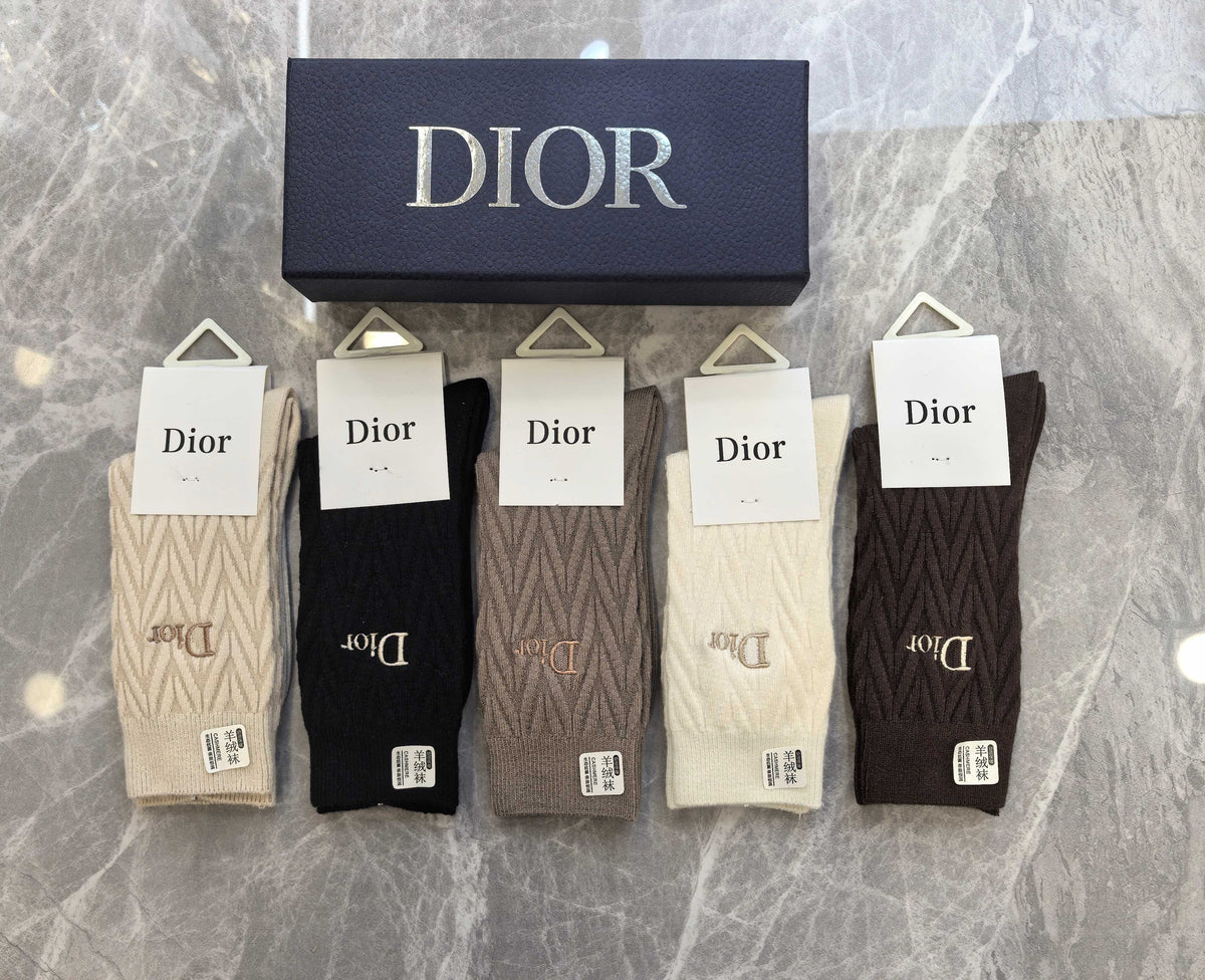 Dior textured neutral motifs crew socks - view 1