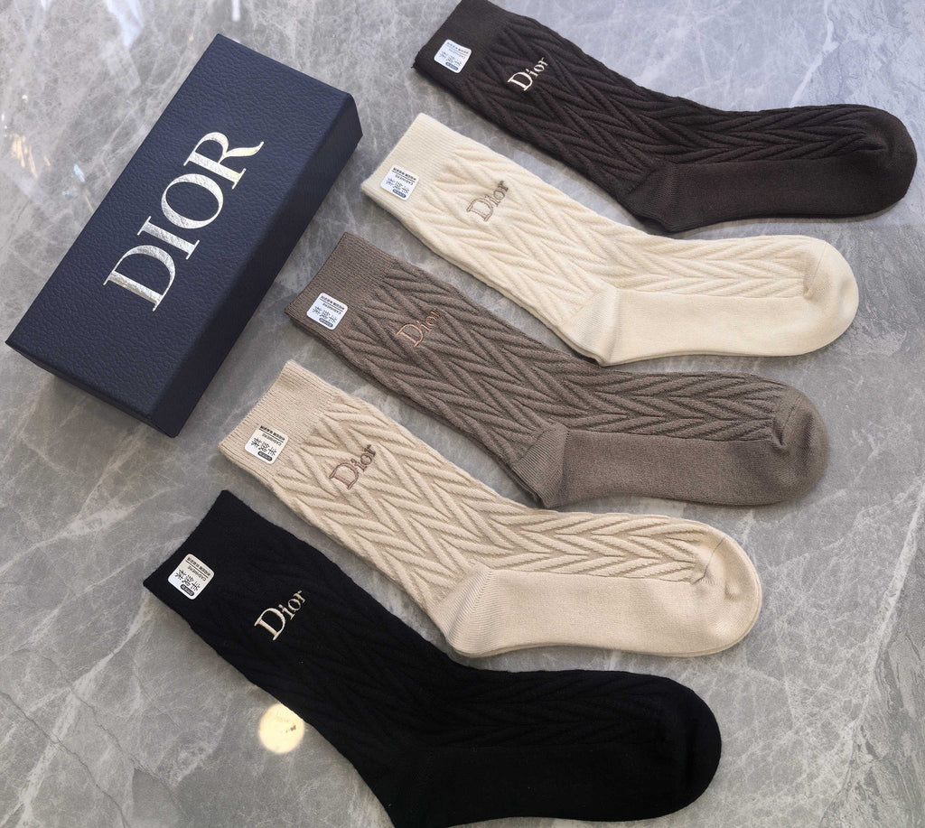 Dior textured neutral motifs crew socks - view 6