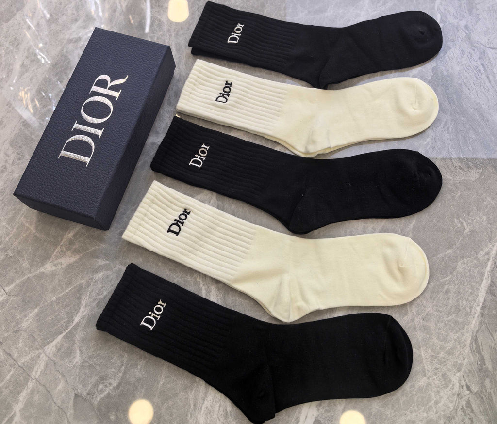Dior minimal ribbed wordmark crew socks - view 4