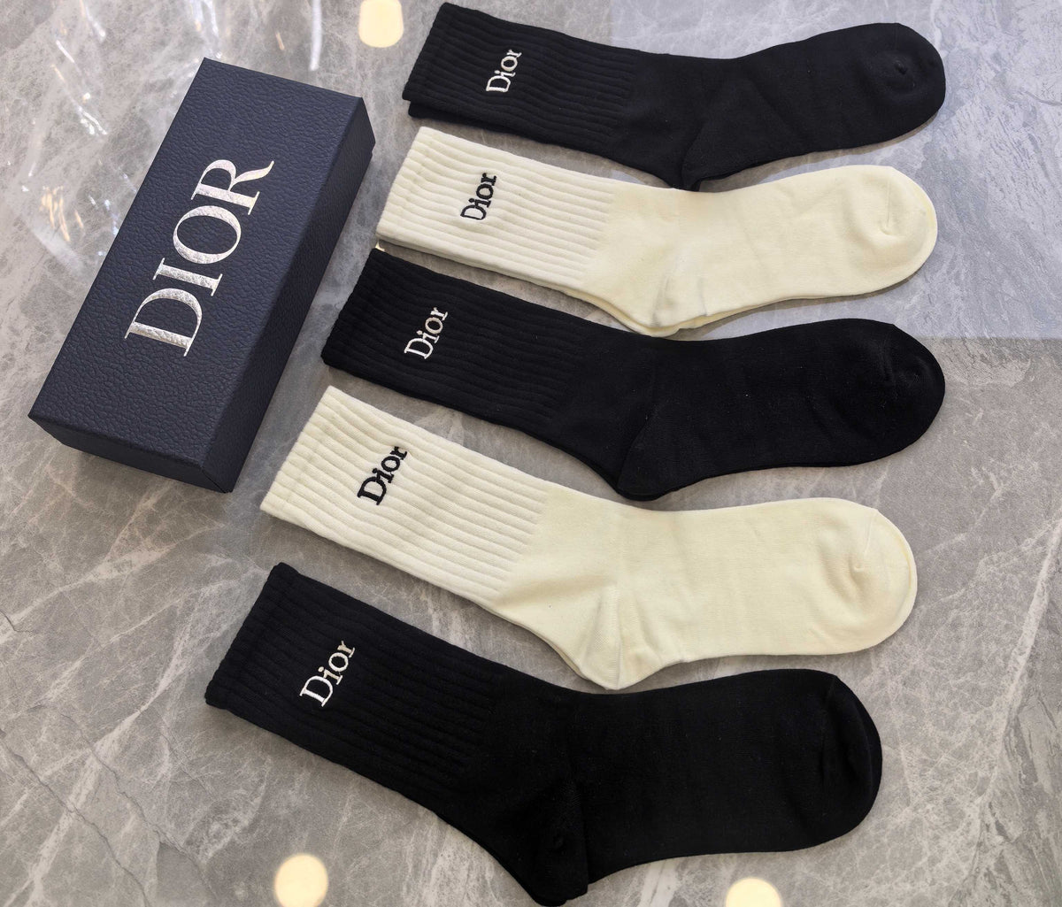 Dior minimal ribbed wordmark crew socks - view 4