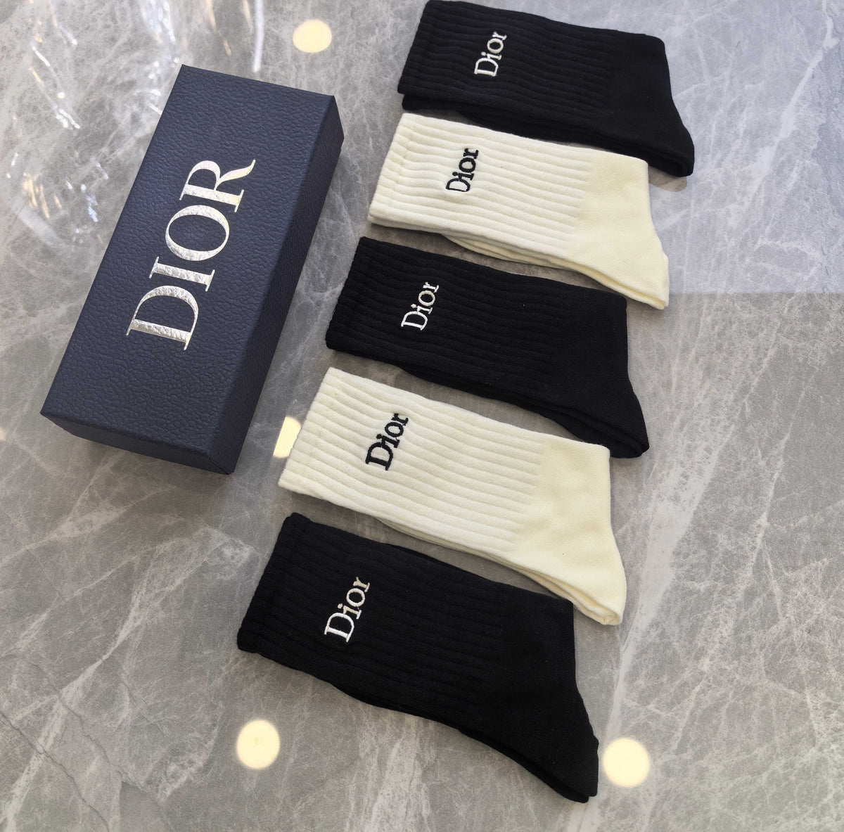 Dior minimal ribbed wordmark crew socks - view 5