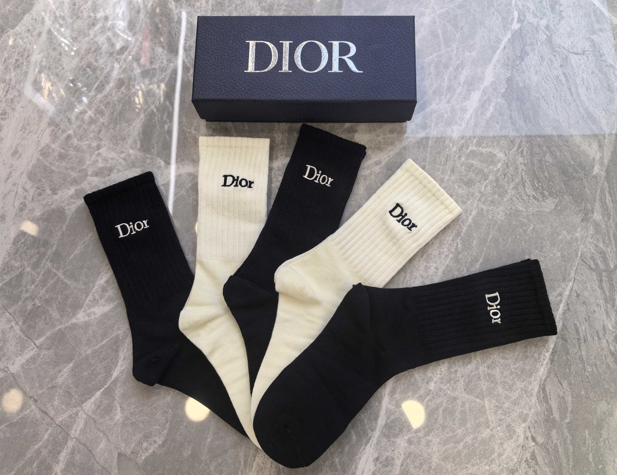 Dior minimal ribbed wordmark crew socks - view 3