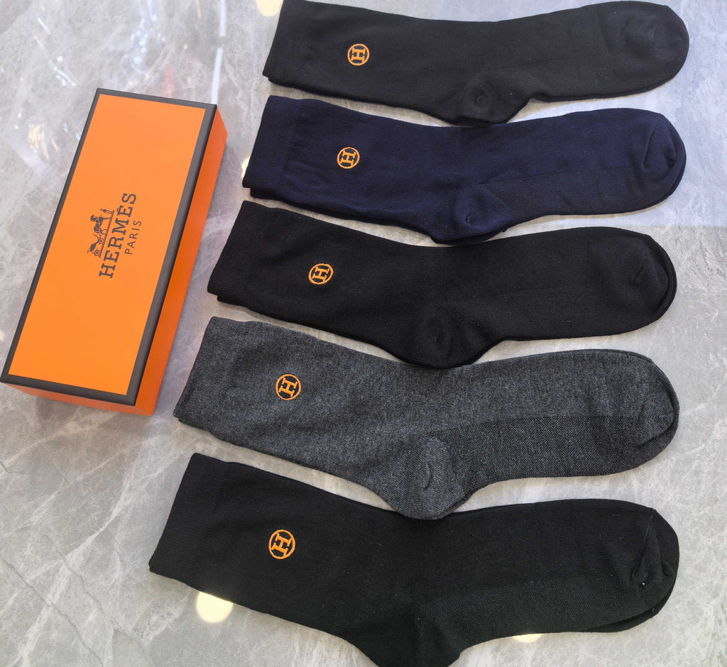 Hermes dark mix gold circle h socks, image 5