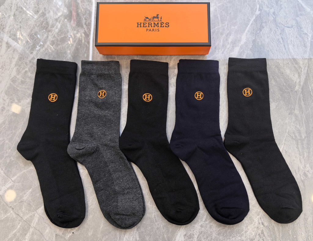 Hermes dark mix gold circle h socks, image 2