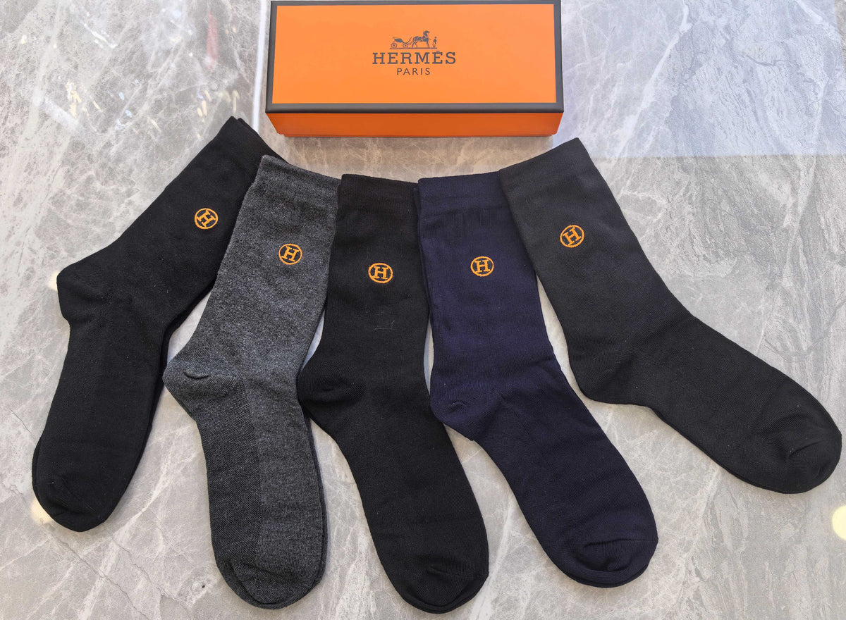 Hermes dark mix gold circle h socks, image 3
