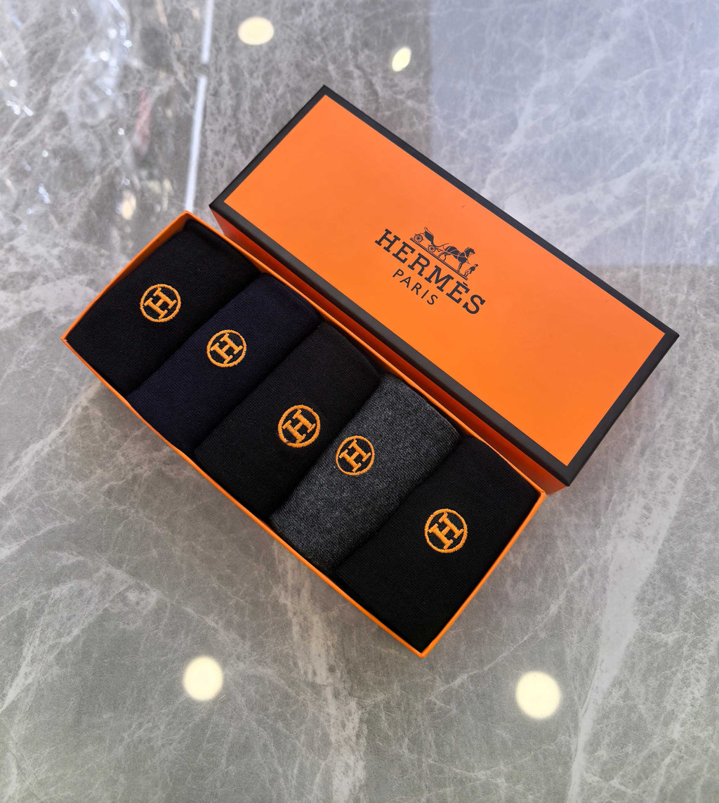 Hermes dark mix gold circle h socks, image 6