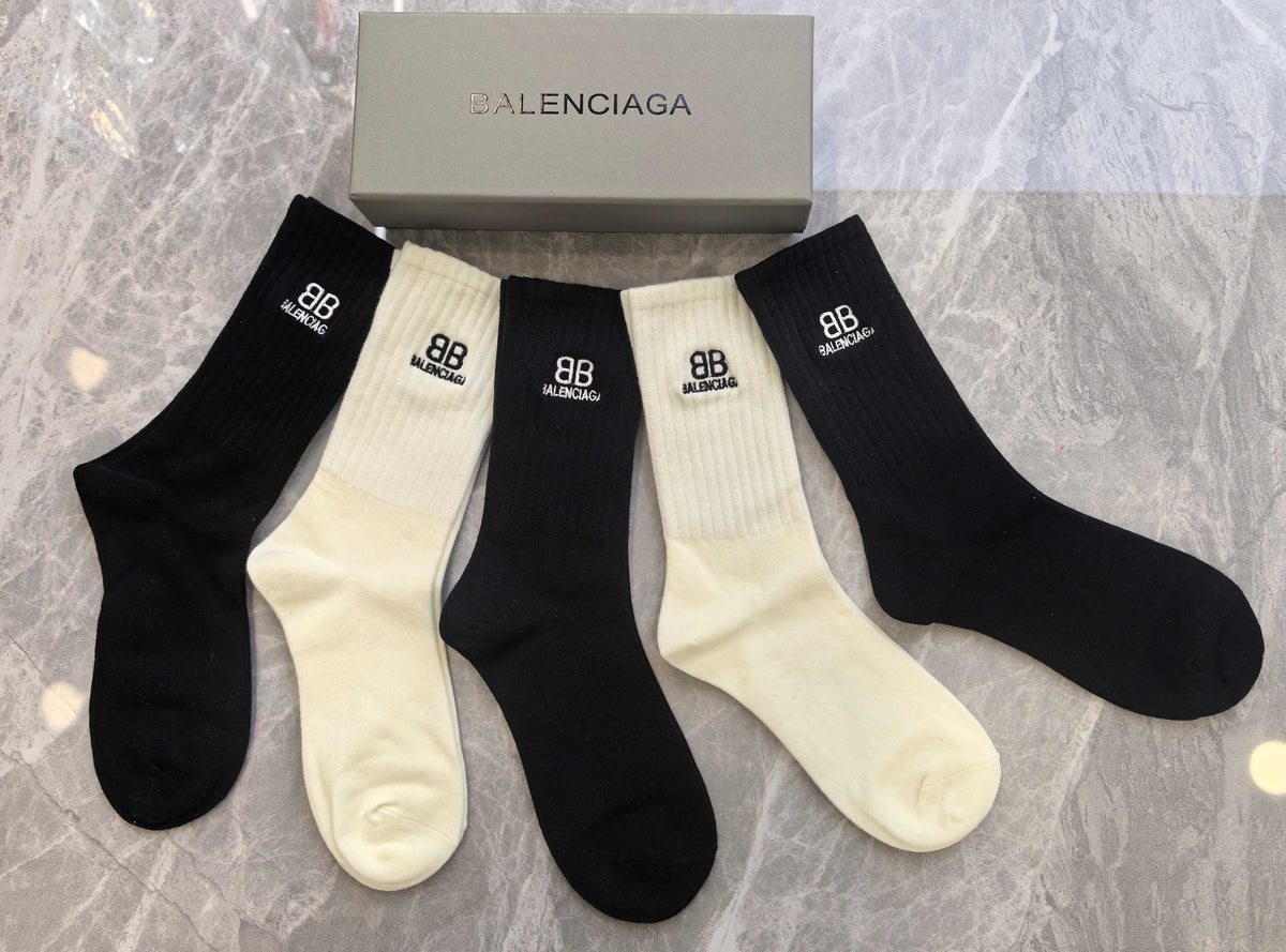 Balenciaga ribbed bb neutrals crew socks - view 4