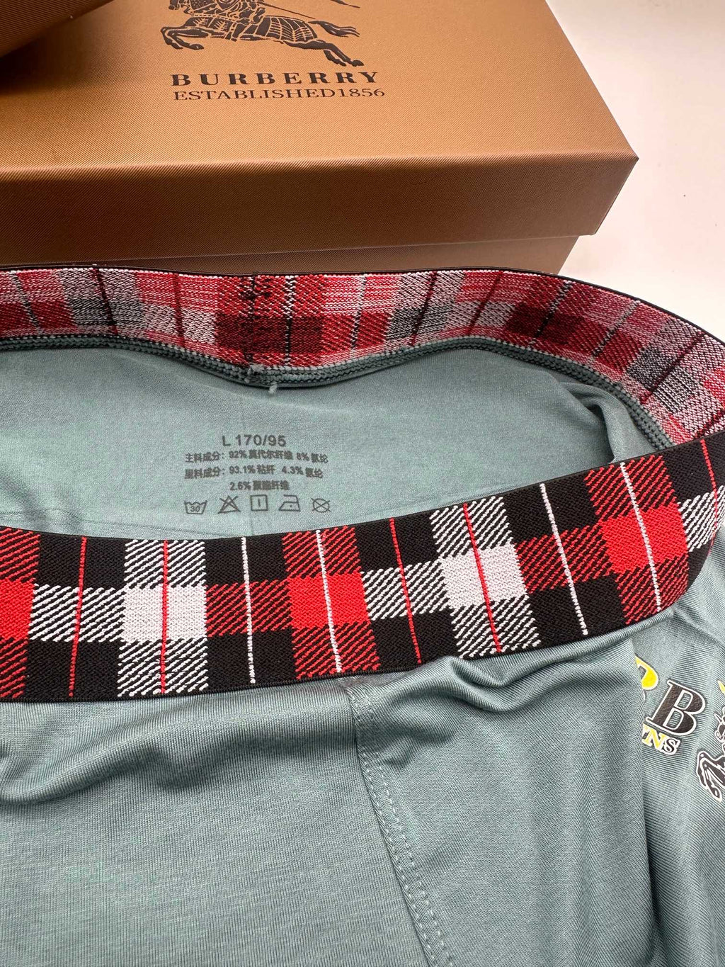 Burberry red check vertical lettering boxer briefs - view 5