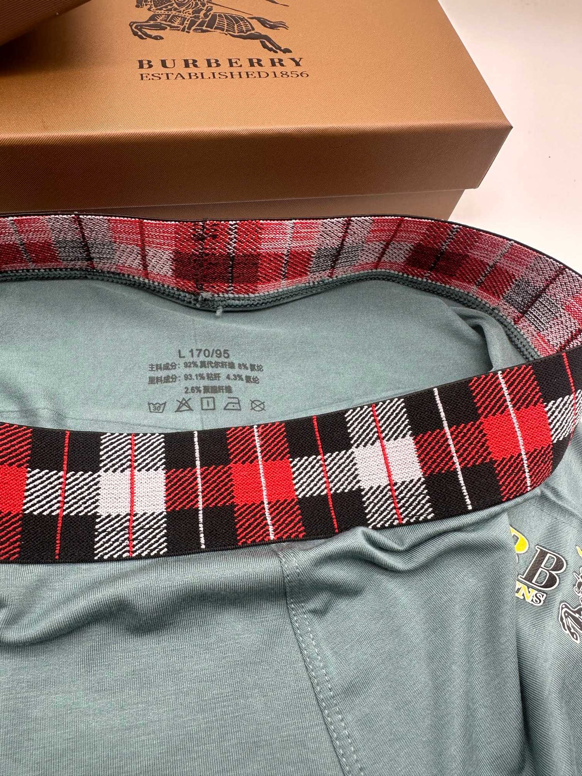 Burberry red check vertical lettering boxer briefs - view 5