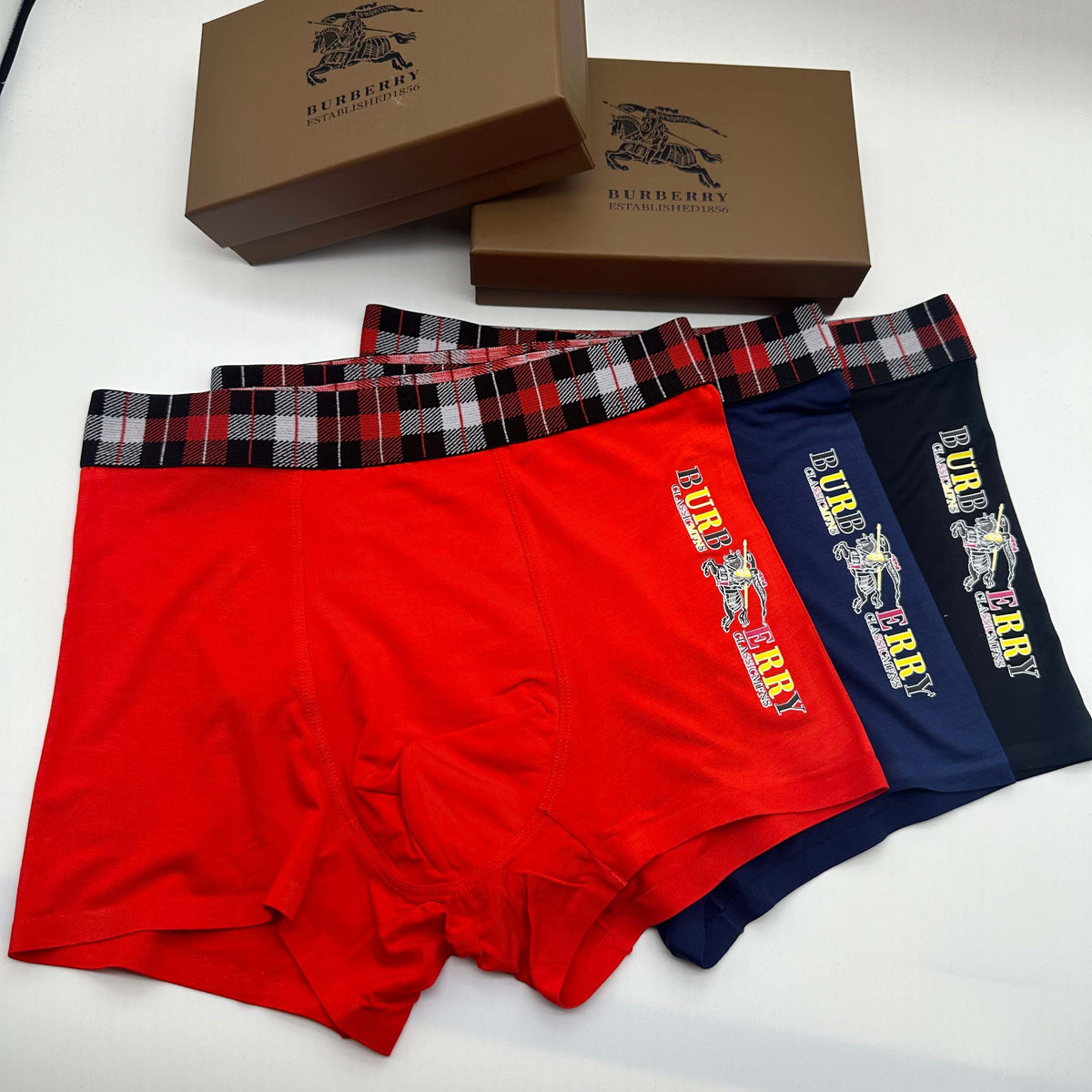 Burberry red check vertical lettering boxer briefs - view 2