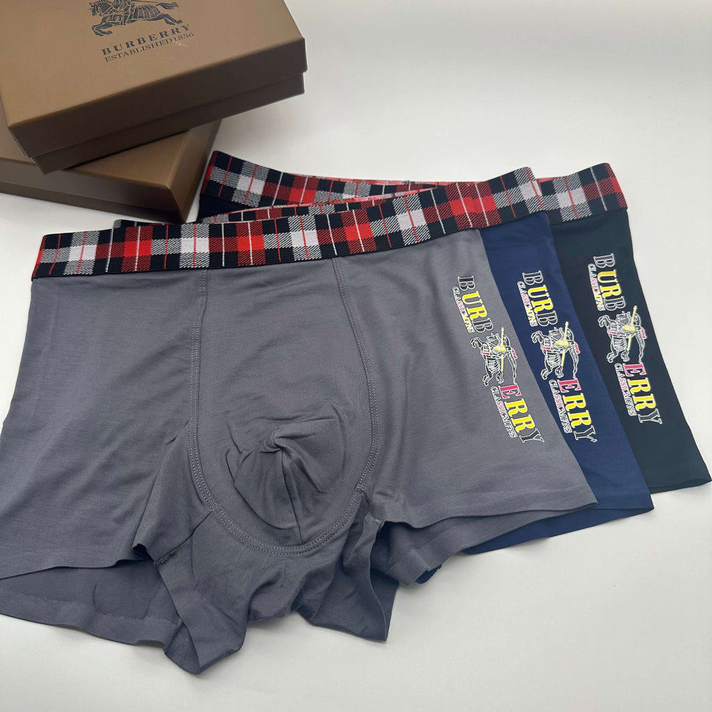 Burberry red check vertical lettering boxer briefs - view 4