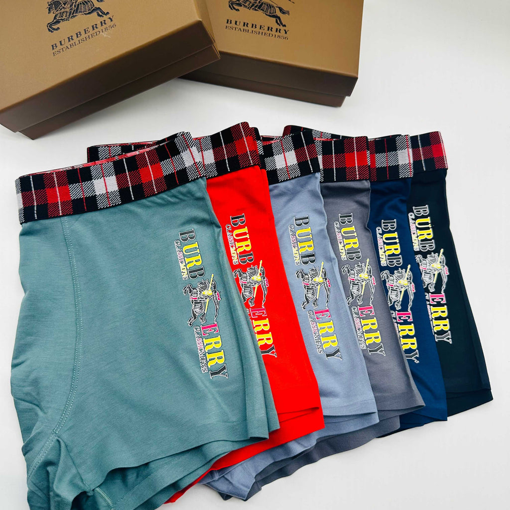 Burberry red check vertical lettering boxer briefs - view 1