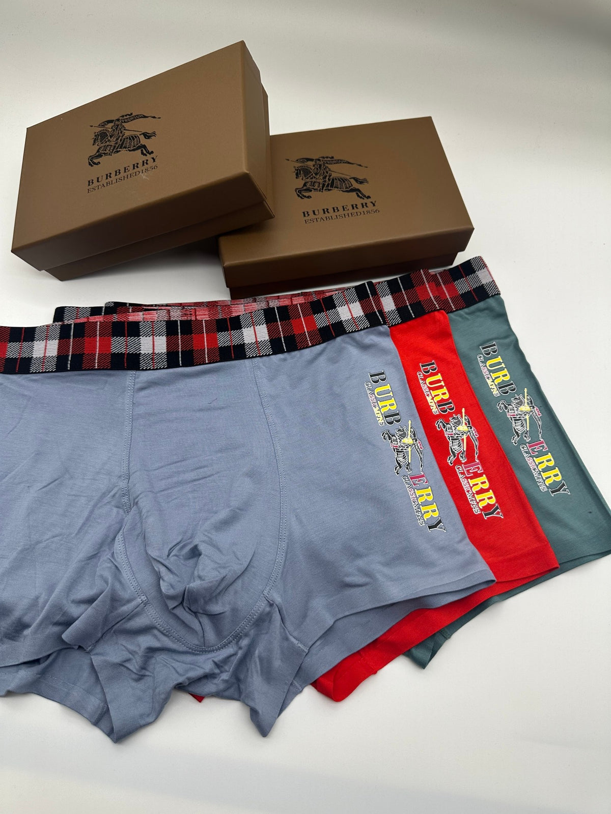Burberry red check vertical lettering boxer briefs - view 3