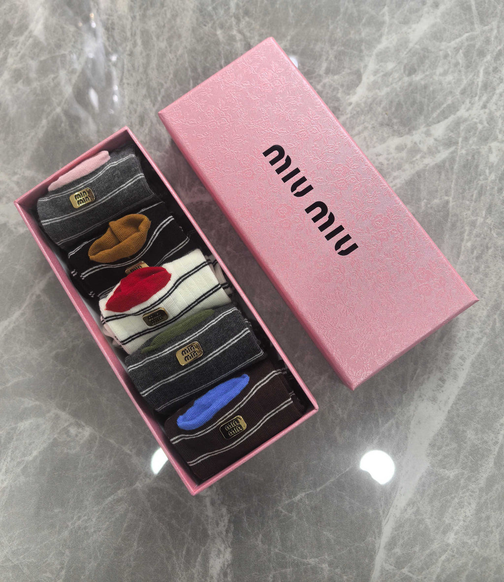Miu Miu striped lip motif crew socks, image 6