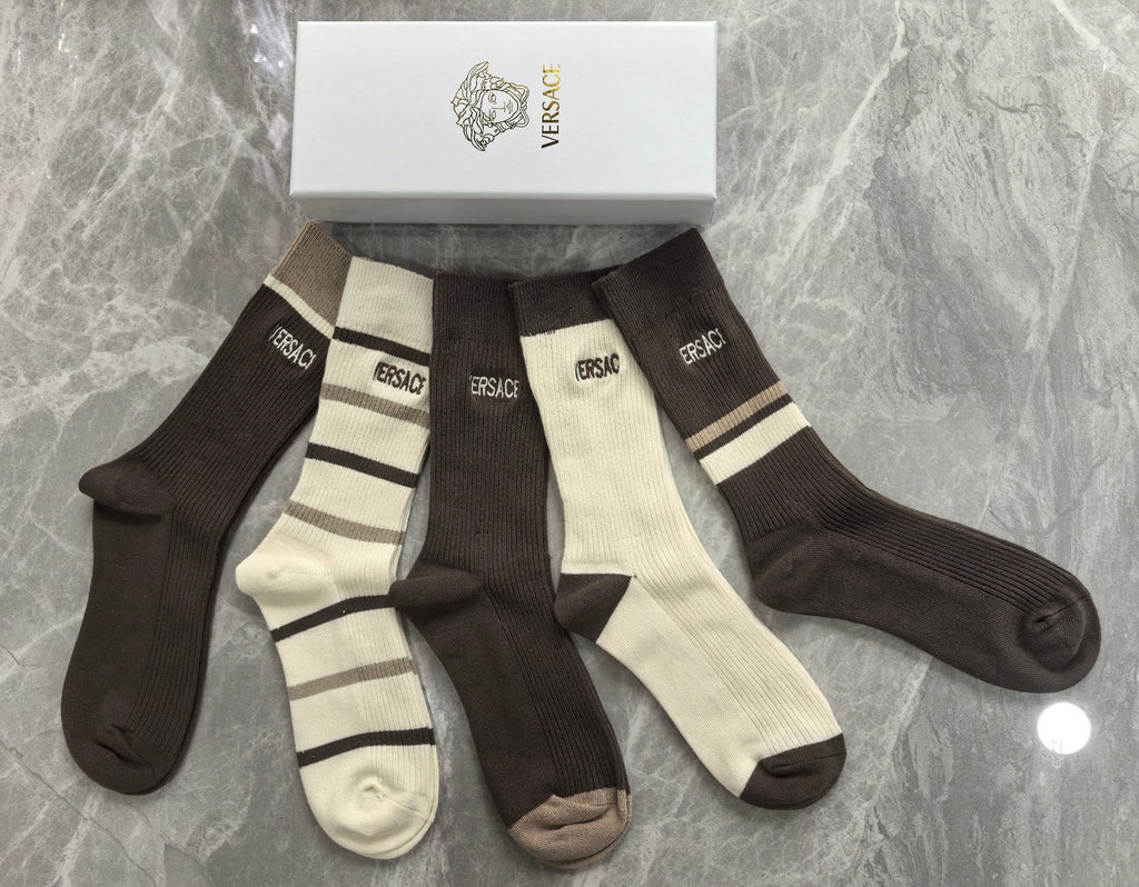 Versace neutral wordmark mix crew socks - view 5