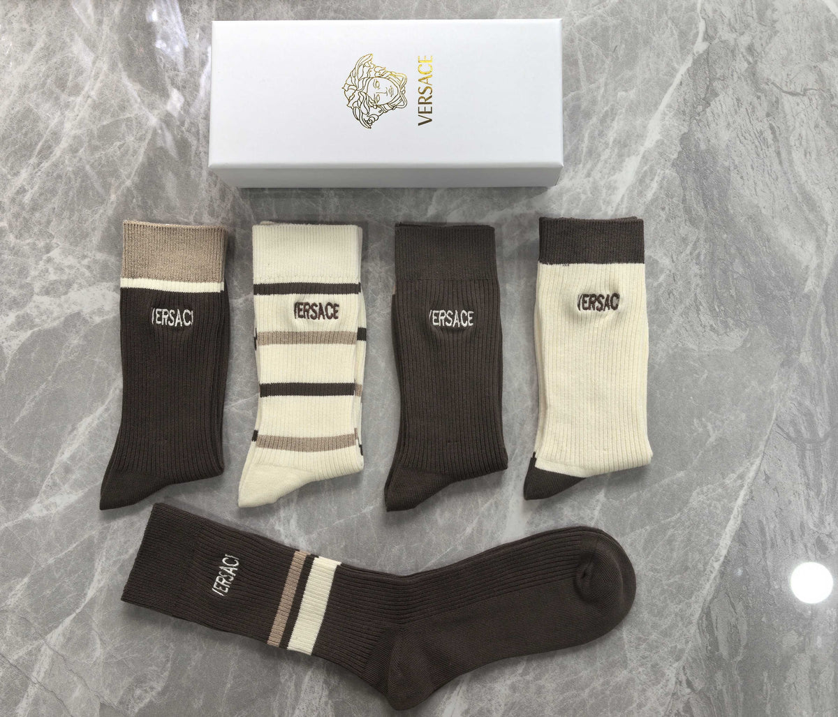 Versace neutral wordmark mix crew socks - view 2