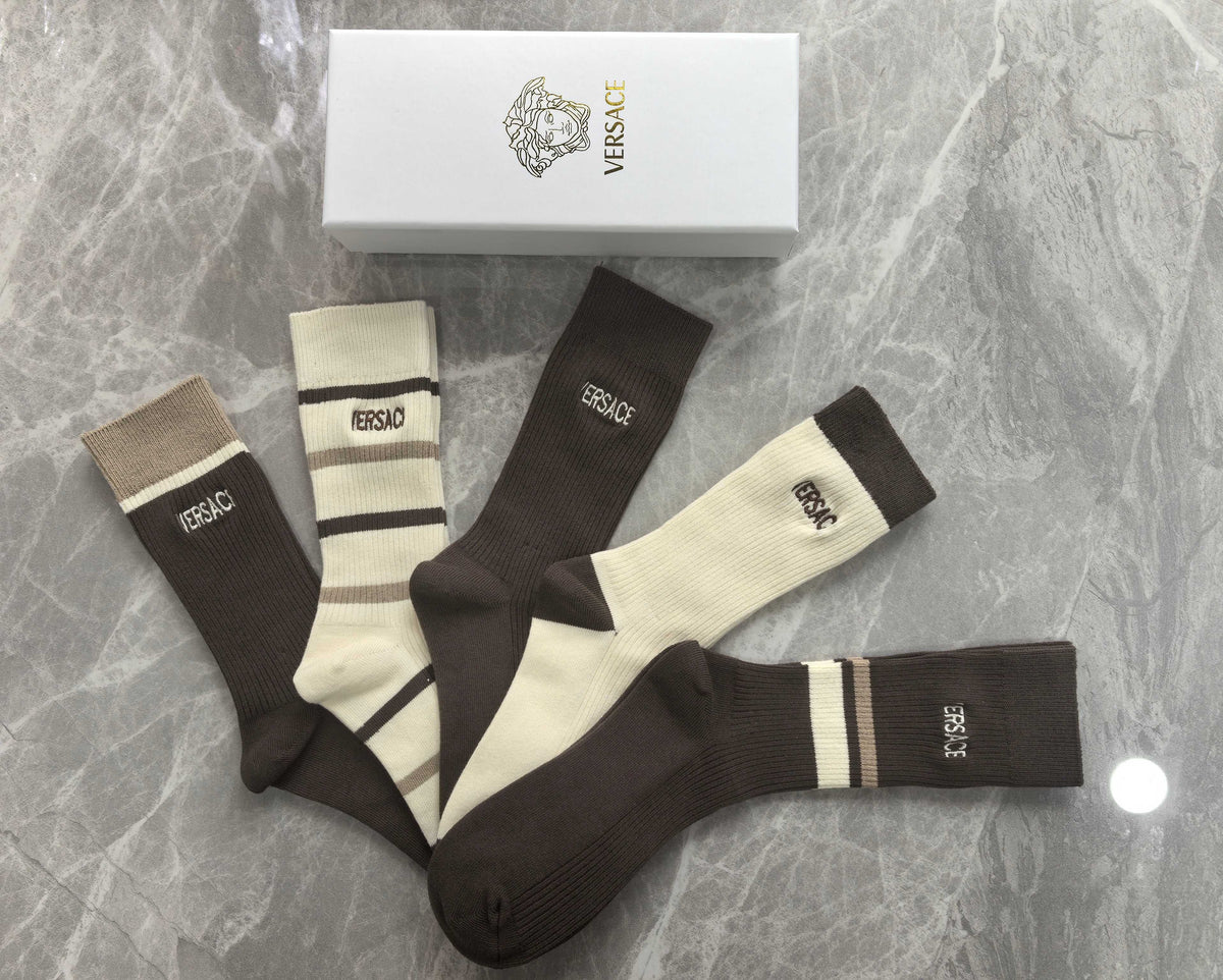 Versace neutral wordmark mix crew socks - view 4