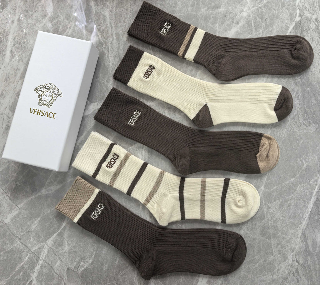 Versace neutral wordmark mix crew socks - view 3