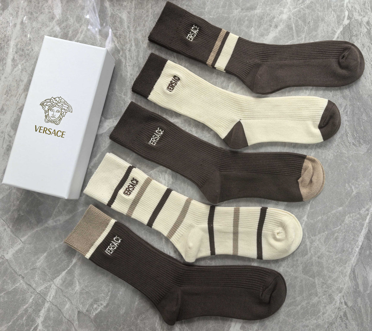 Versace neutral wordmark mix crew socks - view 3