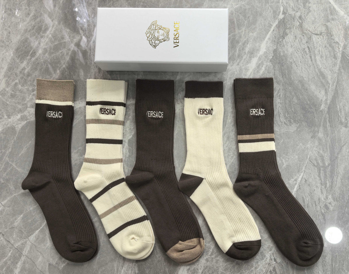 Versace neutral wordmark mix crew socks - view 6