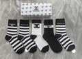 Chanel monochrome horizontal stripes crew socks - view 1