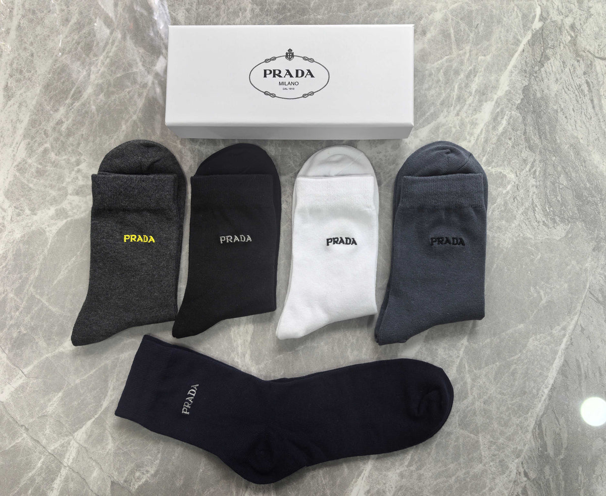 Prada contrast small lettering crew socks - view 2