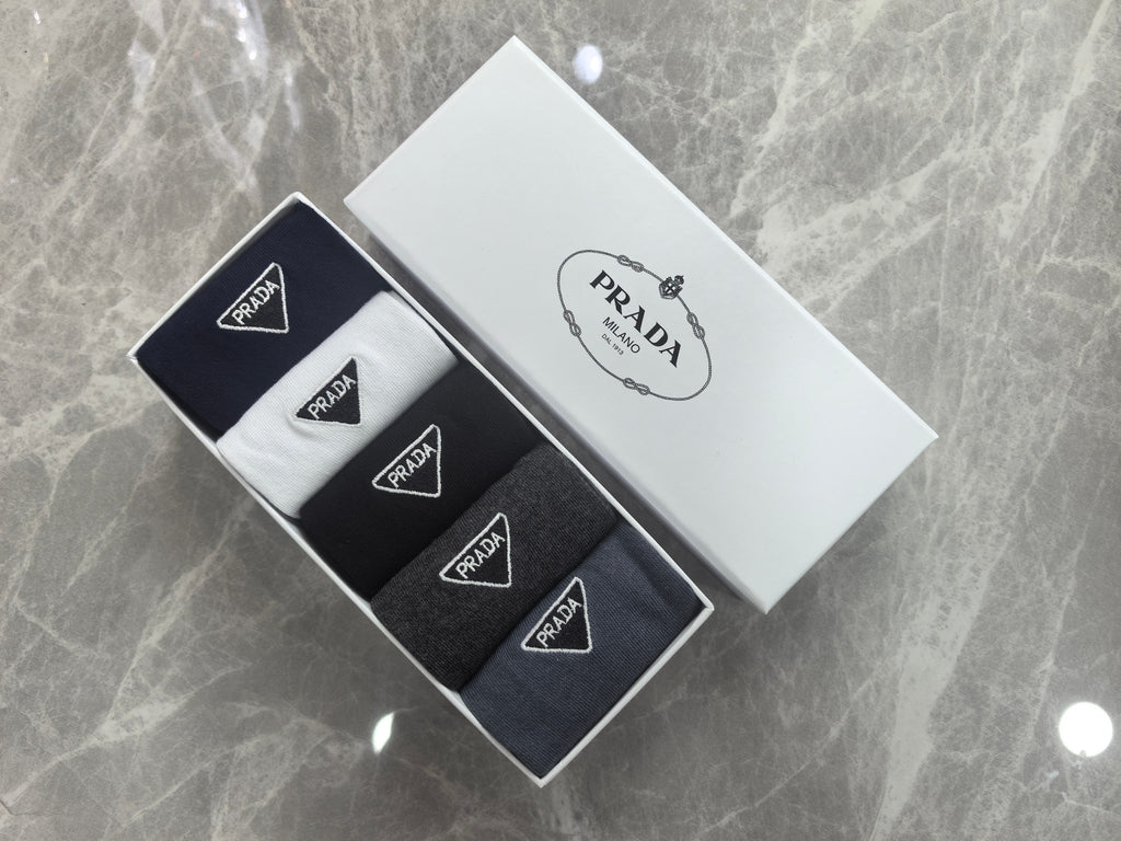 Prada neutral outline triangle crew socks - view 1