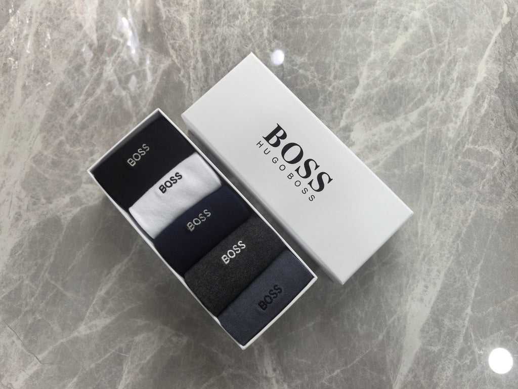 BOSS Boxed Wordmark Socks with Logo Detail - 5-Pair Box - image 1