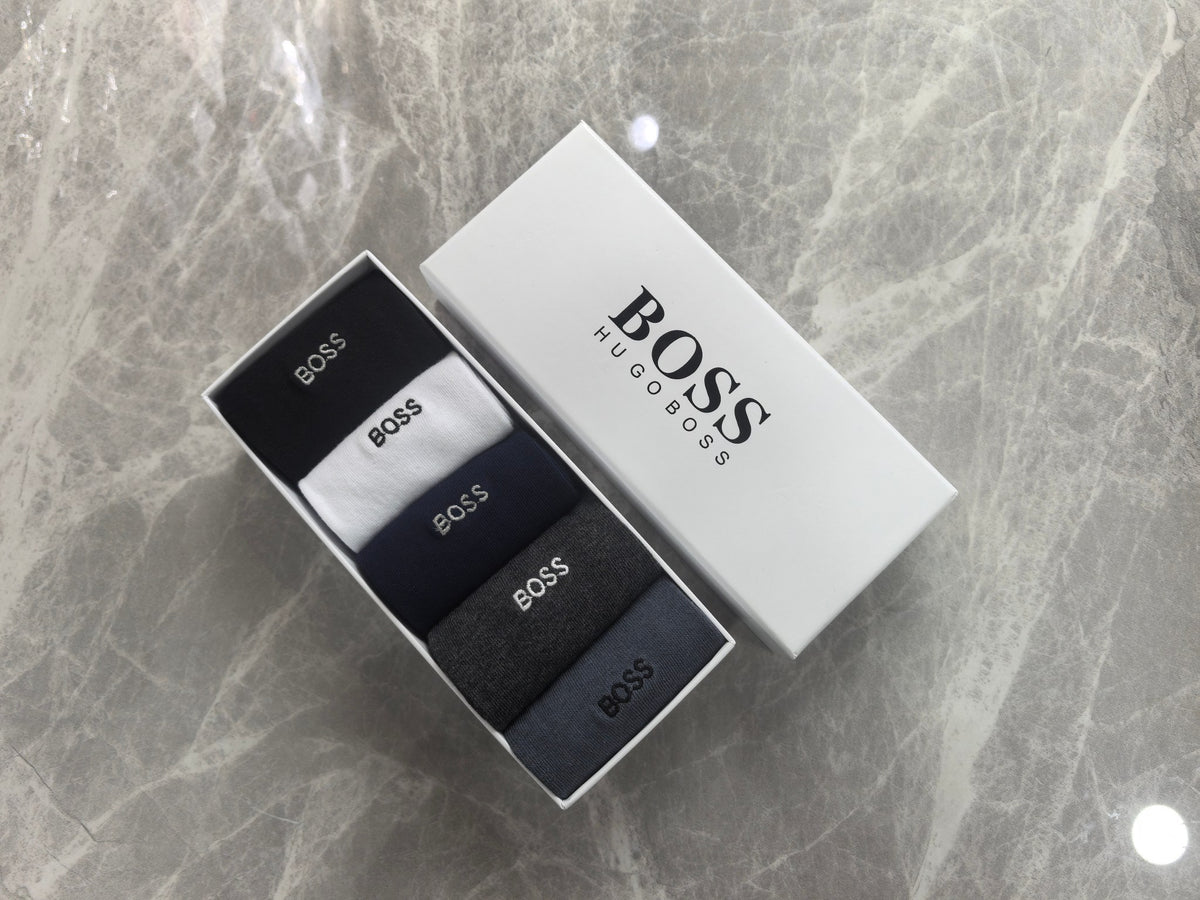 BOSS Boxed Wordmark Socks with Logo Detail - 5-Pair Box - image 1