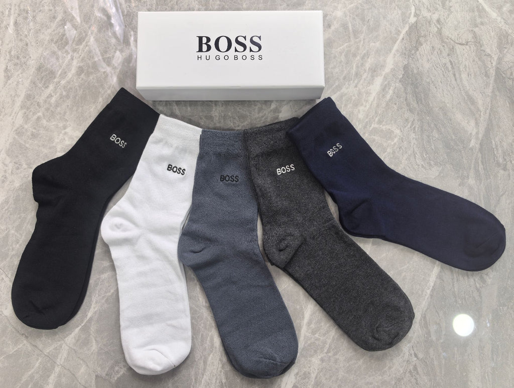 BOSS Boxed Wordmark Socks with Logo Detail - 5-Pair Box - image 5