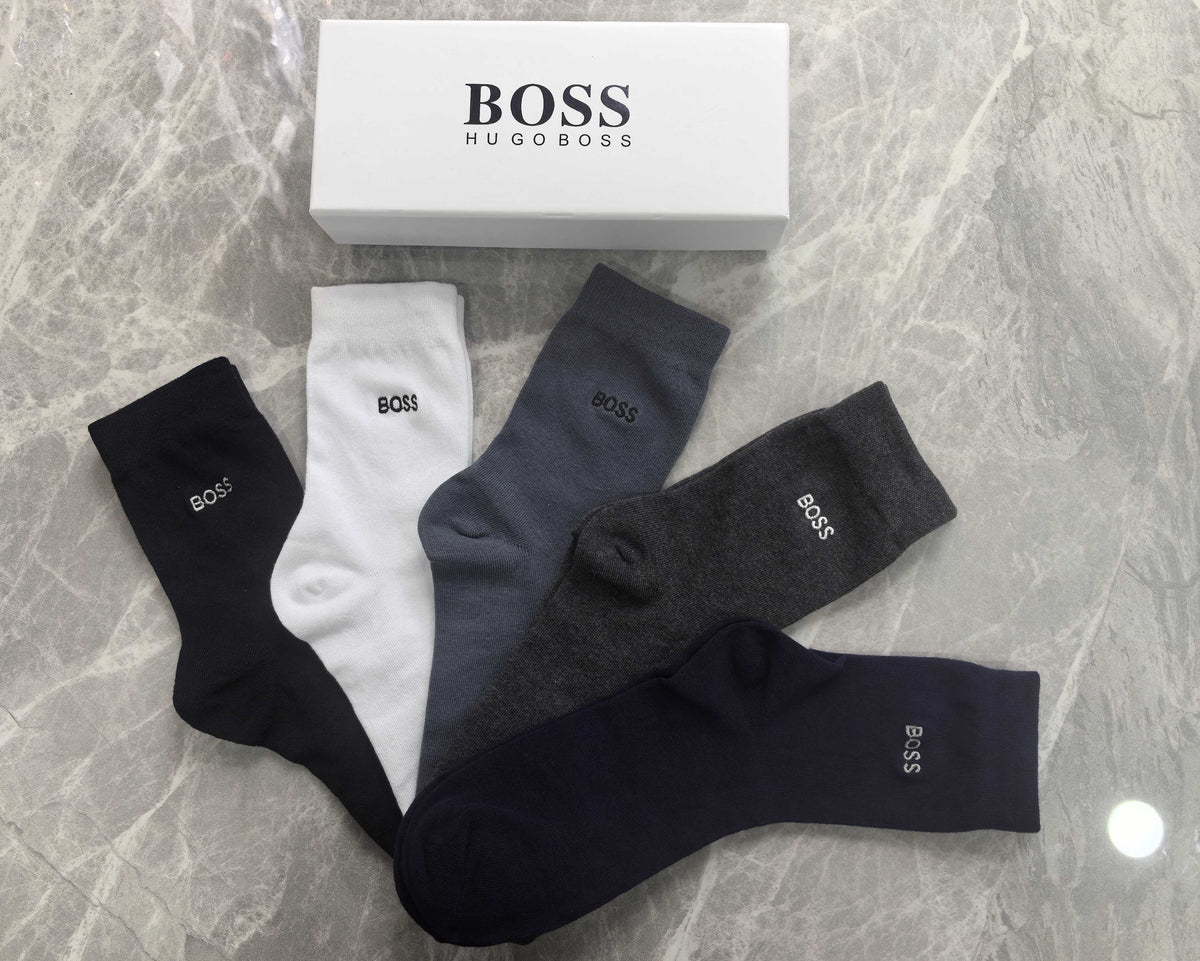 BOSS Boxed Wordmark Socks with Logo Detail - 5-Pair Box - image 3