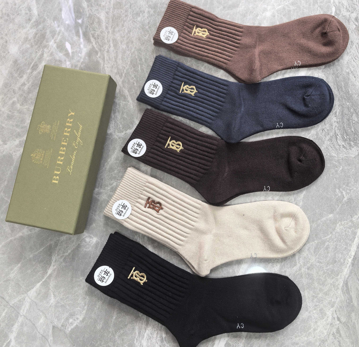 Burberry ribbed gold tb crew socks - view 10
