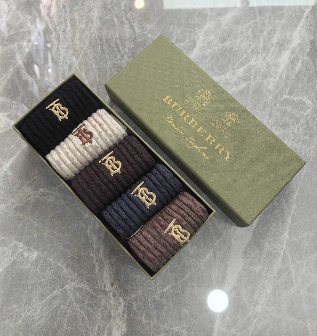 Burberry ribbed gold tb crew socks - view 7